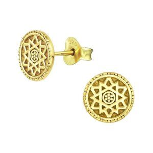 14k Gold Vermeil Round Star Stud Earrings